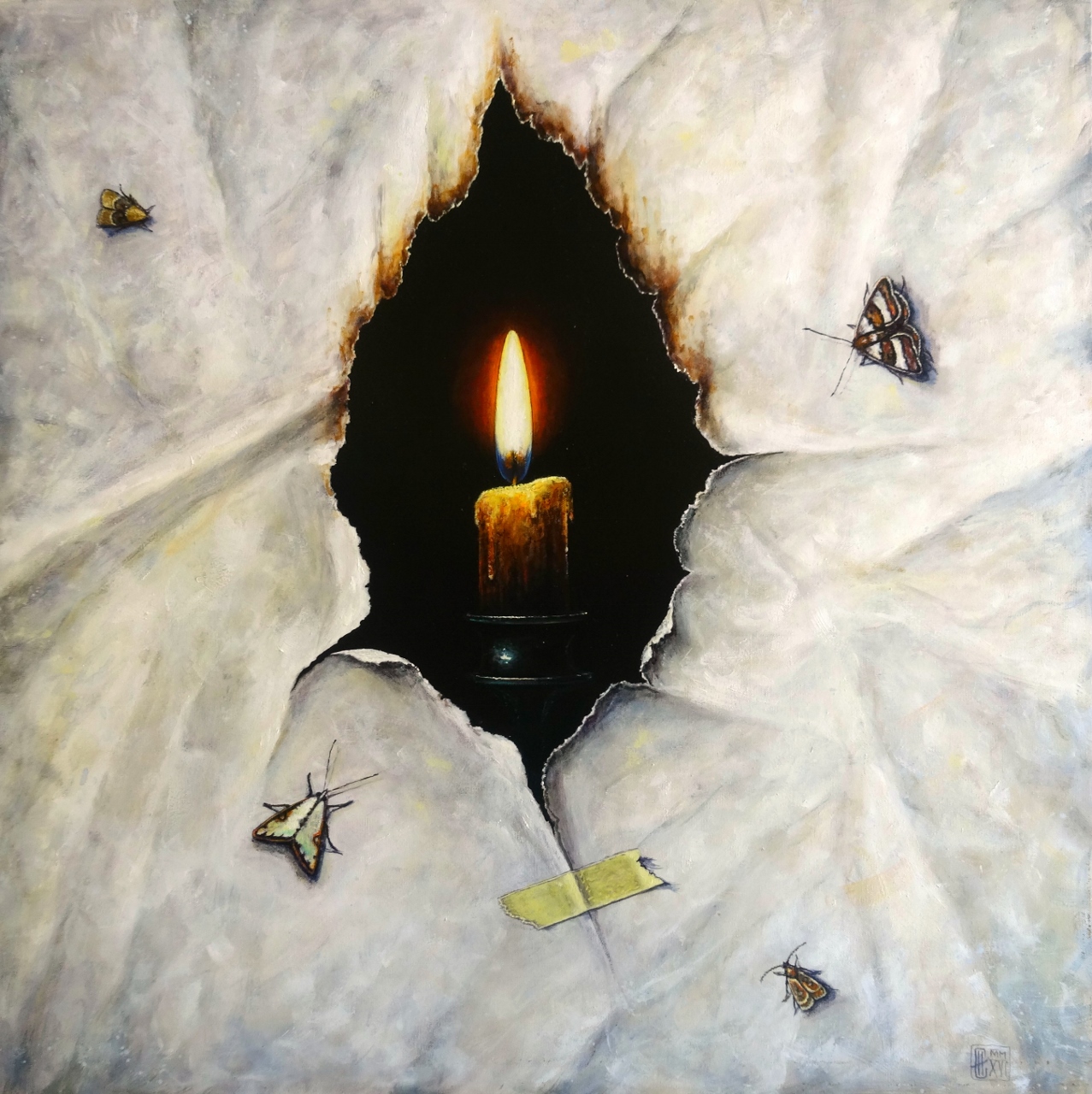 Entre deux réalités  Huile sur toile  50 x 50 cm (encadré 55 x 55 cm) Iskren Semkov