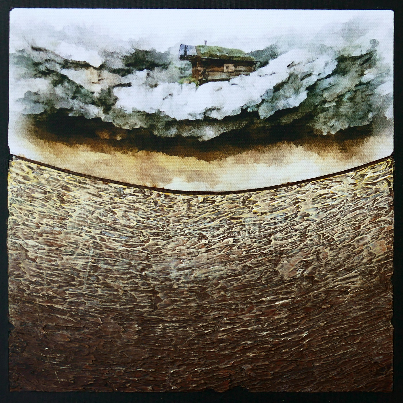 Le rocher I Acrylique et collage sur support entoilé 30 x 30 cm Jean Perrin