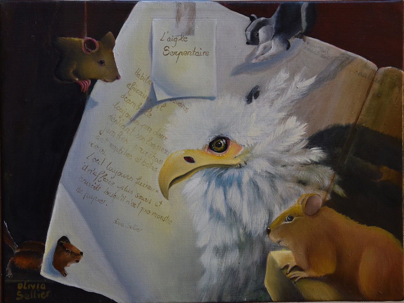 L’aigle de papier Huile sur toile 30 x 40 cm Olivia Sellier