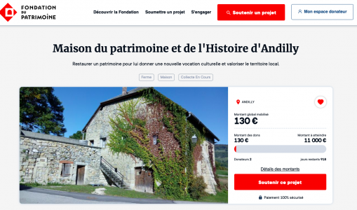 Lancement de l’appel aux dons pour la Maison du patrimoine et de l’Histoire d’Andilly