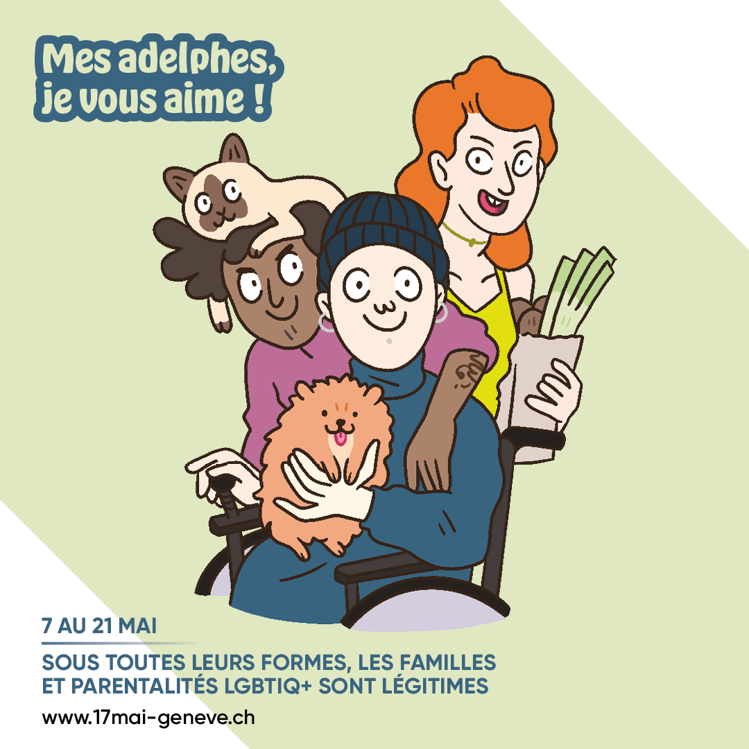 Affiche Campagne contre l’homophobie, la biphobie et la transphobie 2023 de la Ville de Genève